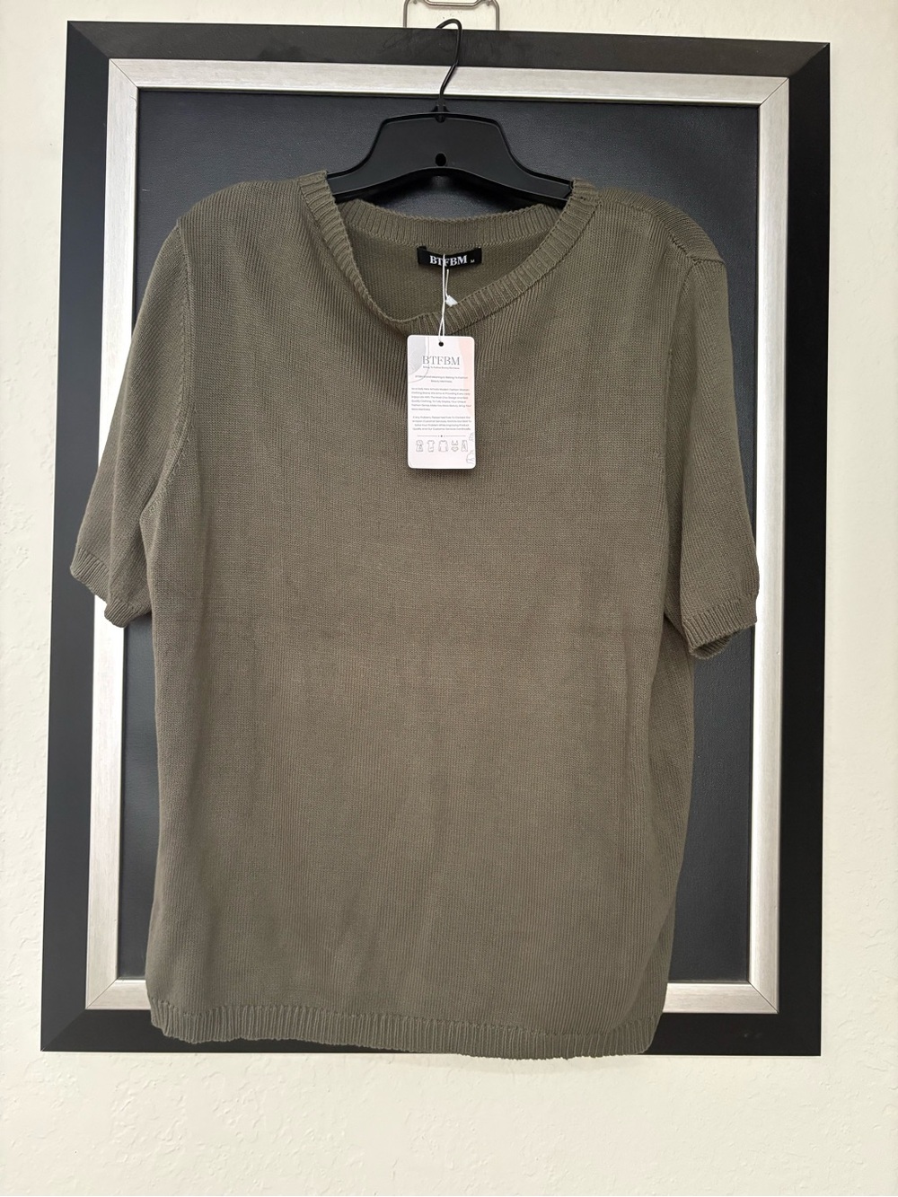 BTFBM Olive Short Sleeve Sweater Knit Top